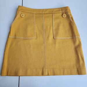 Oodji Women’s Skirt Mustard Yellow Cotton Blend Pockets Sz L